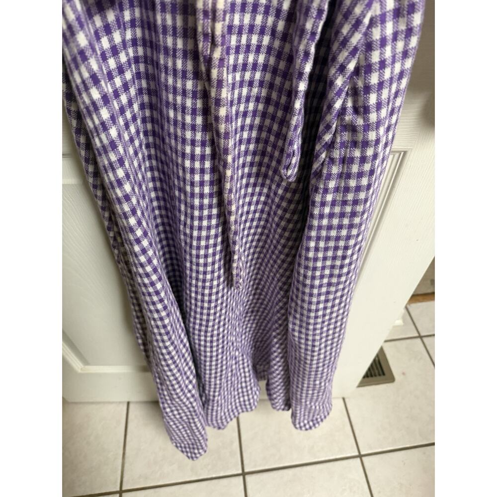 Vnt 70s Handmade Dress Gingham Maxi Cottagecore Flaws Purple Xs 32w Regency - Picture 7 of 10